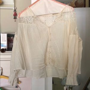 free people cream shirt with lace